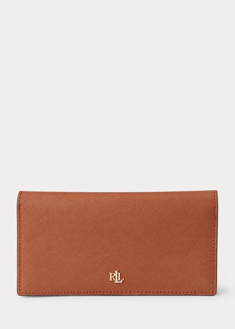 ローレン 財布 レディース ブラウン Crosshatch レザー スリム ZAWNO7308